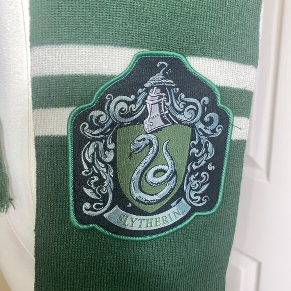 Harry Potter Slitherin Winter Scarf 80” X 6” Green and Grey Stripes - Picture 2 of 3